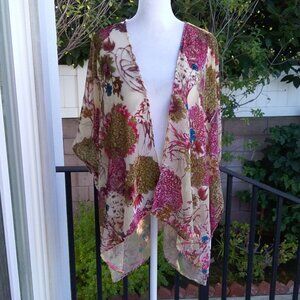 NEW Anthropologie Woven Heart Bleu Open Kimono O/S